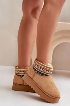 Damskie Boto Śniegowce Damskie Ze Wzorem Na Platformie Camel Avatharia