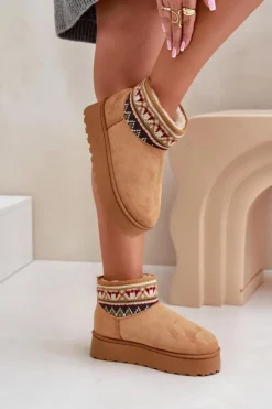 Damskie Boto Śniegowce Damskie Ze Wzorem Na Platformie Camel Avatharia