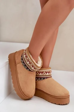 Damskie Boto Śniegowce Damskie Ze Wzorem Na Platformie Camel Avatharia