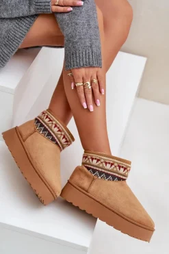 Damskie Boto Śniegowce Damskie Ze Wzorem Na Platformie Camel Avatharia