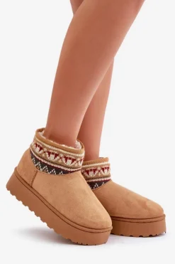 Damskie Boto Śniegowce Damskie Ze Wzorem Na Platformie Camel Avatharia