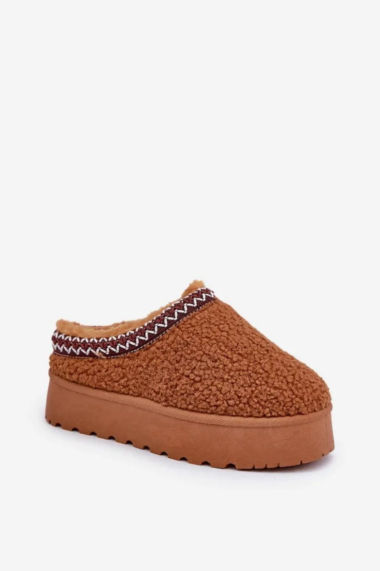 Damskie Boto Śniegowce Kapcie Na Platformie Z Futerkiem Typu Baranek Camel Ovirissa