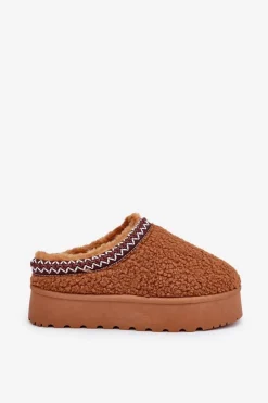 Damskie Boto Śniegowce Kapcie Na Platformie Z Futerkiem Typu Baranek Camel Ovirissa