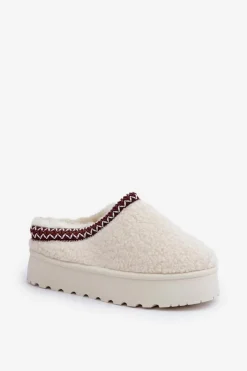 Online Boto Śniegowce Kapcie Na Platformie Z Futerkiem Typu Baranek Jasnobeżowe Ovirissa