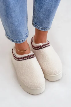 Online Boto Śniegowce Kapcie Na Platformie Z Futerkiem Typu Baranek Jasnobeżowe Ovirissa