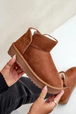 D.Franklin Śniegowce Damskie*Śniegowce Na Platformie Damskie DFSH370010 Brązowe Brązowy