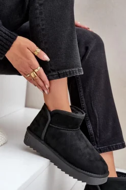 D.Franklin Śniegowce Damskie*Śniegowce Na Platformie Damskie DFSH370010 Czarne Czarny