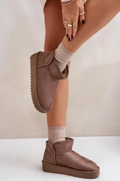 D.Franklin Śniegowce Damskie*Śniegowce Na Platformie Damskie DFSH370010 Taupe Beżowy