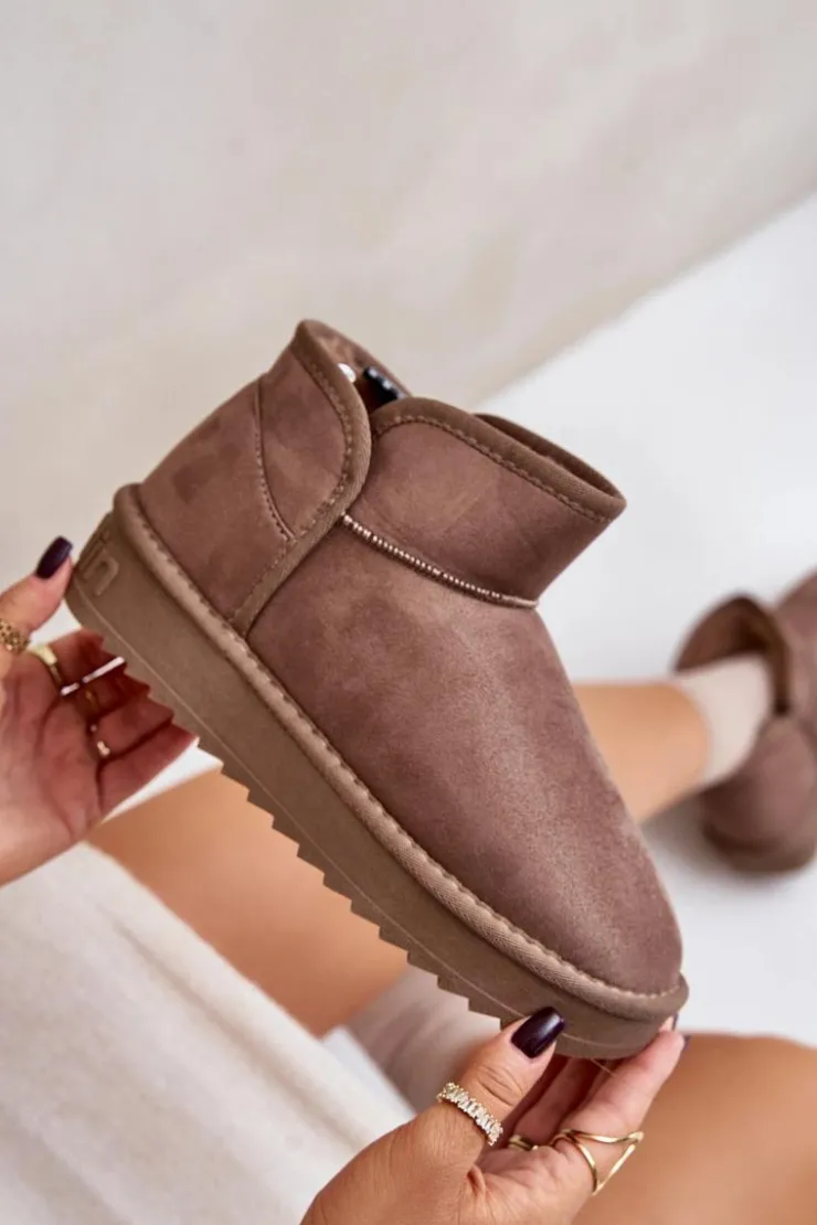 D.Franklin Śniegowce Damskie*Śniegowce Na Platformie Damskie DFSH370010 Taupe Beżowy