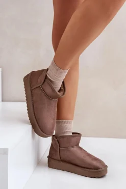 D.Franklin Śniegowce Damskie*Śniegowce Na Platformie Damskie DFSH370010 Taupe Beżowy