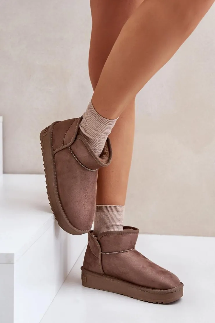 D.Franklin Śniegowce Damskie*Śniegowce Na Platformie Damskie DFSH370010 Taupe Beżowy