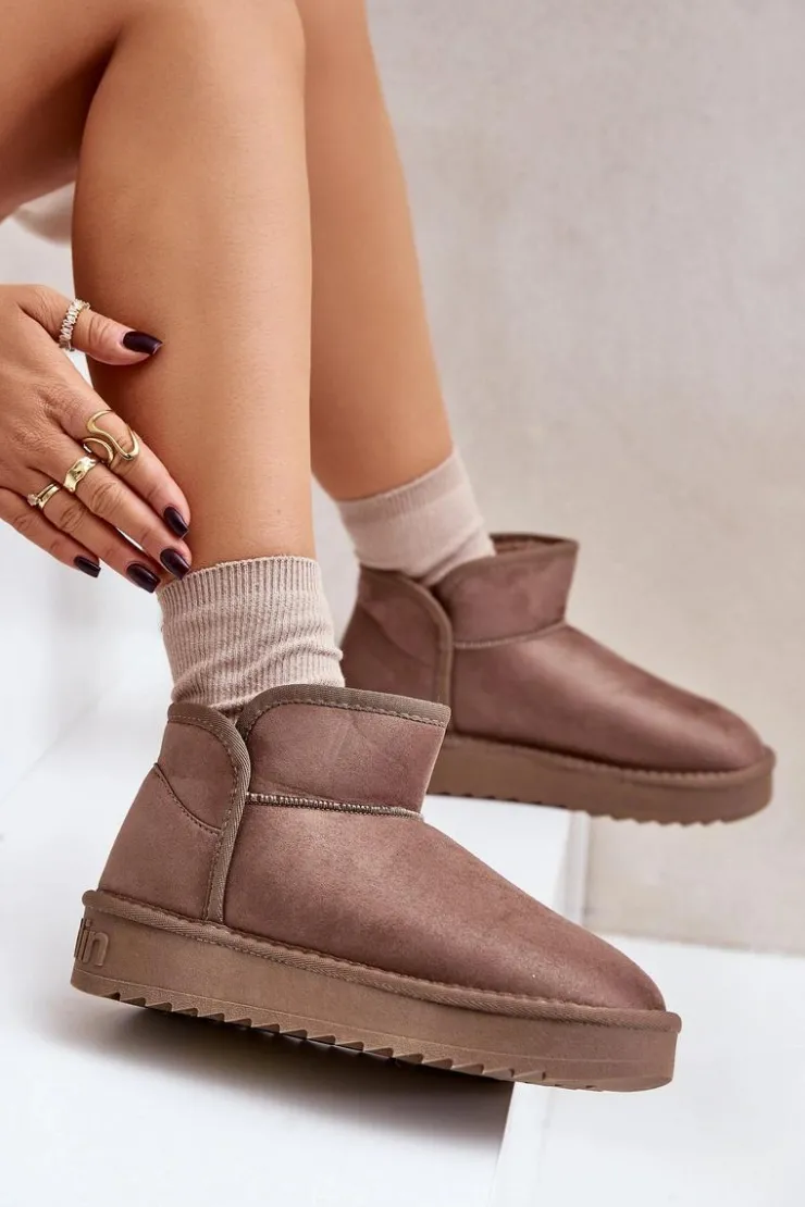 D.Franklin Śniegowce Damskie*Śniegowce Na Platformie Damskie DFSH370010 Taupe Beżowy