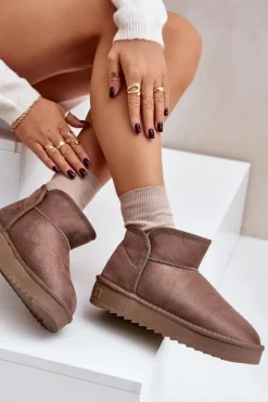 D.Franklin Śniegowce Damskie*Śniegowce Na Platformie Damskie DFSH370010 Taupe Beżowy