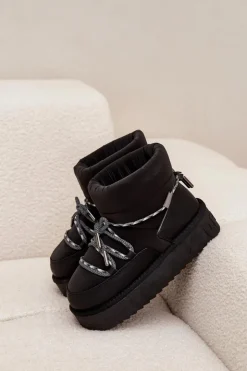 D.Franklin Śniegowce Damskie*Śniegowce Na Platformie DFSH371015 Czarne Czarny