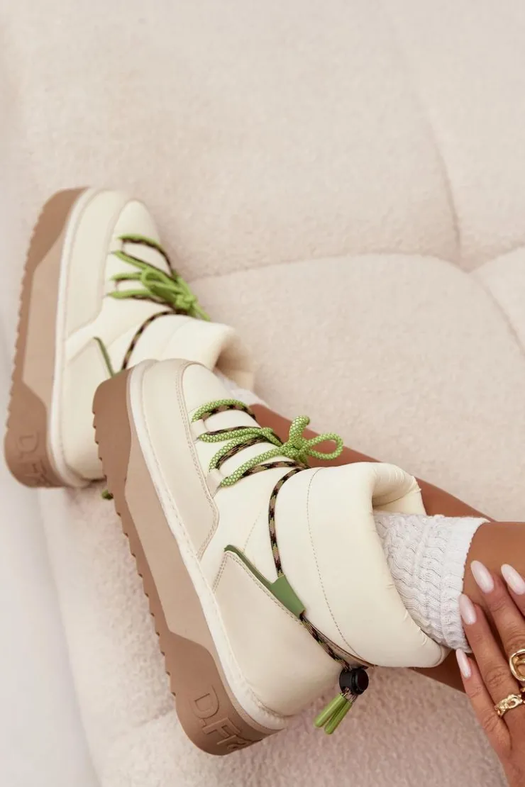 Damskie D.Franklin Śniegowce Na Platformie DFSH371015 Jasnobeżowe