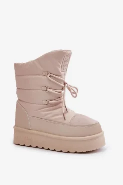 New Big Star Shoes Śniegowce Na Platformie Na Zamek Big Star OO274885 Beżowe Beżowy