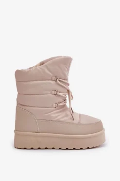 New Big Star Shoes Śniegowce Na Platformie Na Zamek Big Star OO274885 Beżowe Beżowy