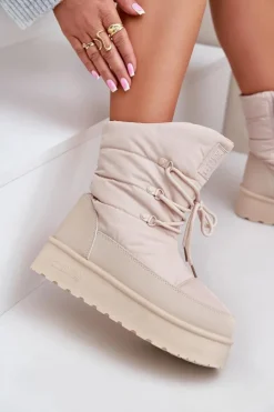 New Big Star Shoes Śniegowce Na Platformie Na Zamek Big Star OO274885 Beżowe Beżowy