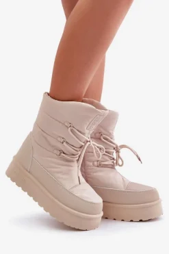 New Big Star Shoes Śniegowce Na Platformie Na Zamek Big Star OO274885 Beżowe Beżowy