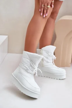 Damskie Big Star Shoes Śniegowce Na Platformie Na Zamek Big Star OO274886 Białe