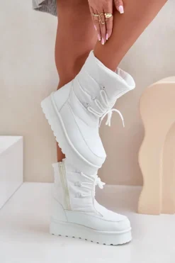 Damskie Big Star Shoes Śniegowce Na Platformie Na Zamek Big Star OO274886 Białe