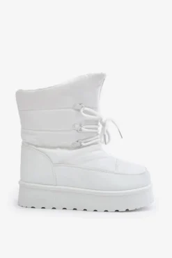 Damskie Big Star Shoes Śniegowce Na Platformie Na Zamek Big Star OO274886 Białe