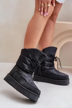 Big Star Shoes Śniegowce Damskie*Śniegowce Na Platformie Na Zamek Big Star OO274884 Czarne Czarny