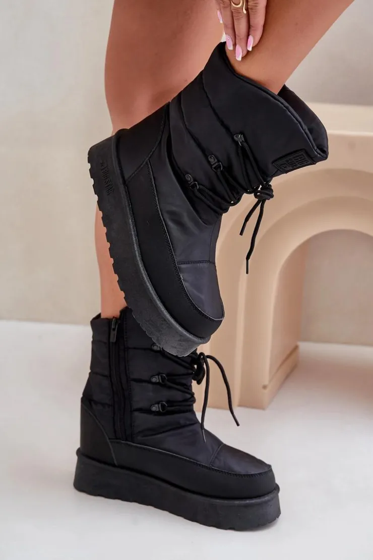 Big Star Shoes Śniegowce Damskie*Śniegowce Na Platformie Na Zamek Big Star OO274884 Czarne Czarny