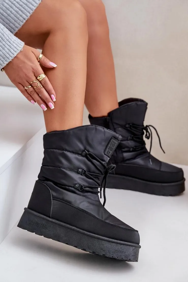 Big Star Shoes Śniegowce Damskie*Śniegowce Na Platformie Na Zamek Big Star OO274884 Czarne Czarny