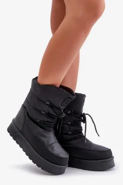 Big Star Shoes Śniegowce Damskie*Śniegowce Na Platformie Na Zamek Big Star OO274884 Czarne Czarny