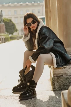 D.Franklin Śniegowce Na Platformie Wegańskie DFSH370004 Czarne Czarny