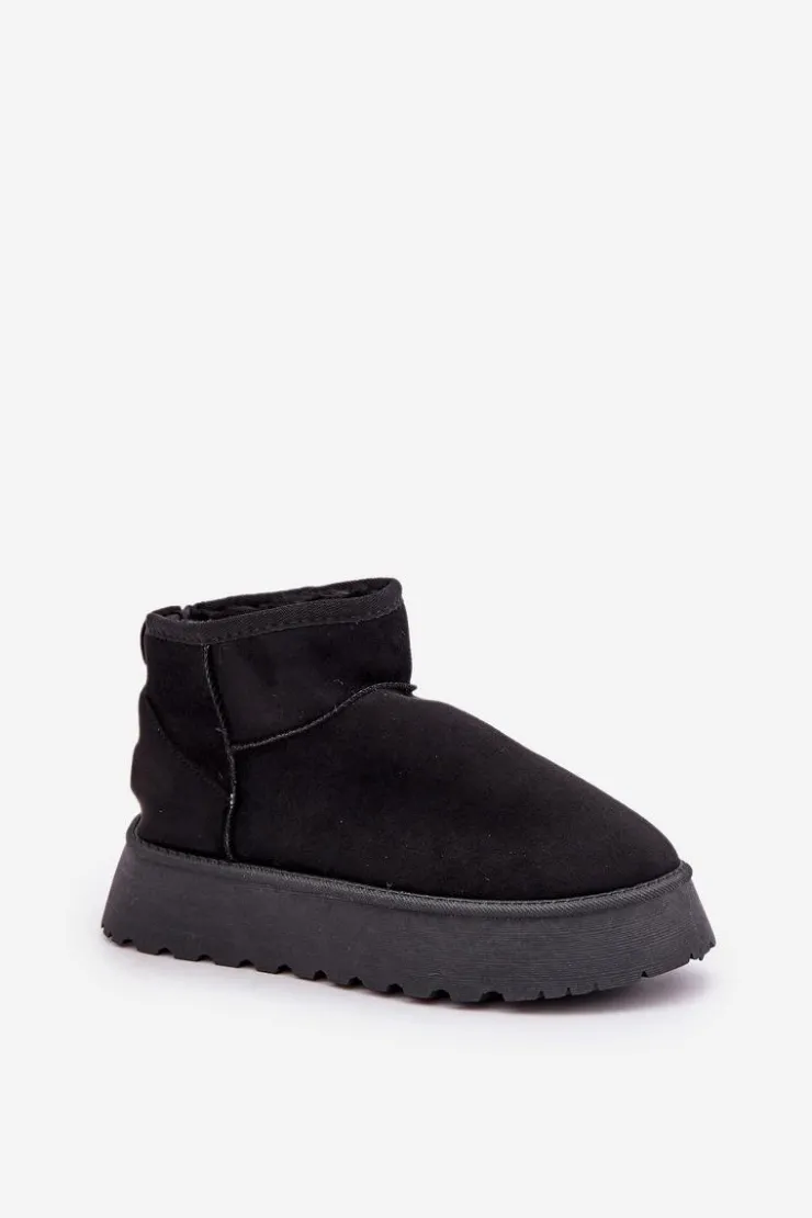 New Boto Śniegowce Na Platformie Z Eko Zamszu Czarne Vlivana