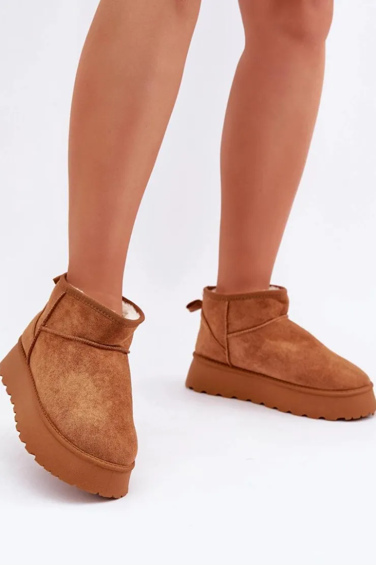 Damskie Boto Śniegowce Na Platformie Z Eko Zamszu Camel Vlivana