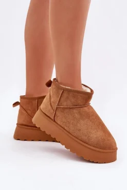 Damskie Boto Śniegowce Na Platformie Z Eko Zamszu Camel Vlivana