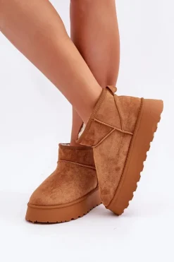 Damskie Boto Śniegowce Na Platformie Z Eko Zamszu Camel Vlivana