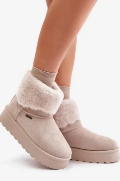 Clearance Big Star Shoes Śniegowce Na Platformie Z Futerkiem Big Star OO274A107 Jasnobeżowe Beżowy