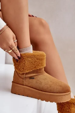 Big Star Shoes Śniegowce Damskie*Śniegowce Na Platformie Z Futerkiem Big Star OO274A106 Camel Brązowy