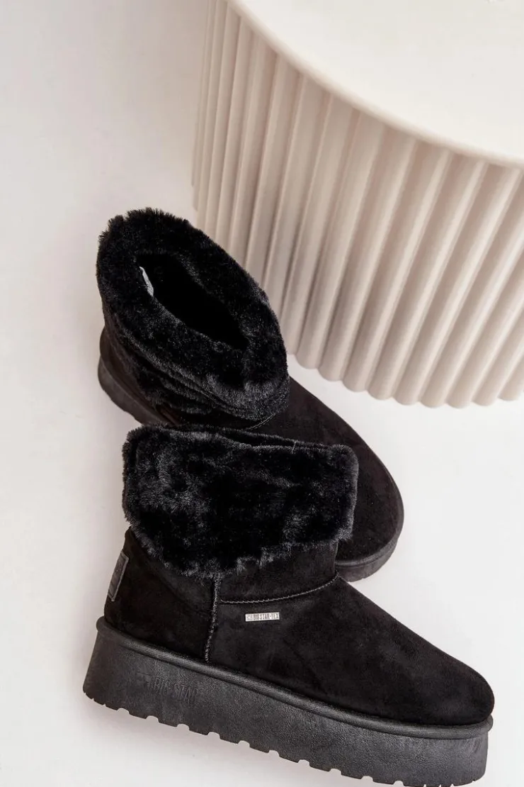 Big Star Shoes Śniegowce Damskie*Śniegowce Na Platformie Z Futerkiem Big Star OO274A108 Czarne Czarny