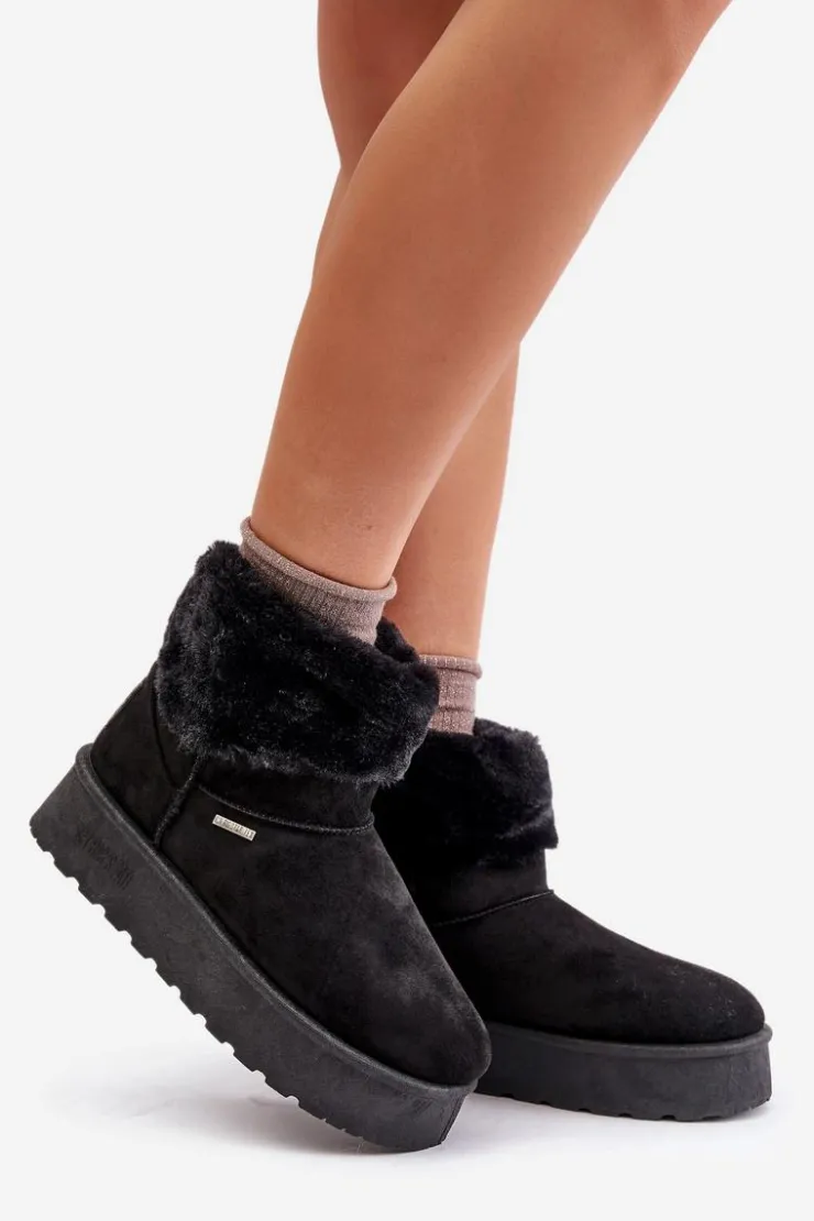 Big Star Shoes Śniegowce Damskie*Śniegowce Na Platformie Z Futerkiem Big Star OO274A108 Czarne Czarny