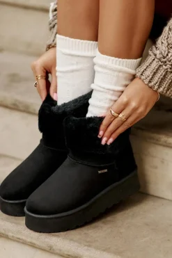 Big Star Shoes Śniegowce Damskie*Śniegowce Na Platformie Z Futerkiem Big Star OO274A108 Czarne Czarny