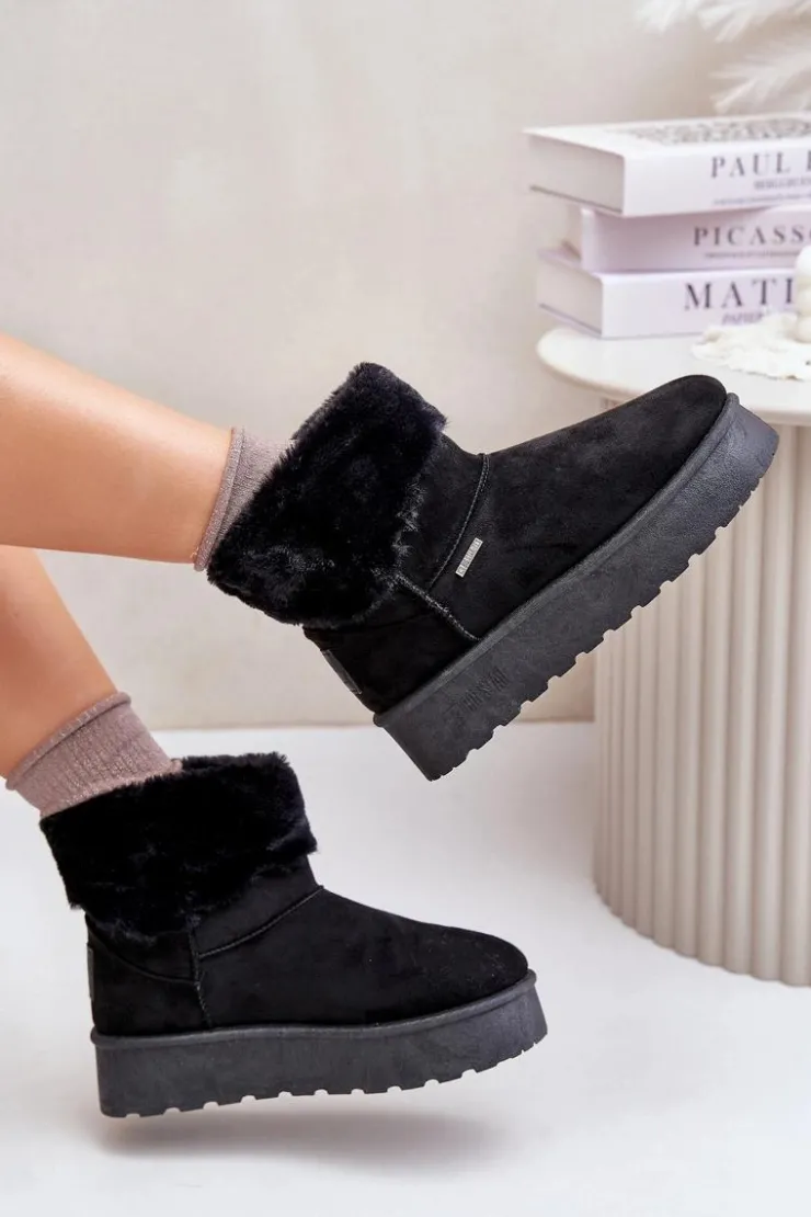 Big Star Shoes Śniegowce Damskie*Śniegowce Na Platformie Z Futerkiem Big Star OO274A108 Czarne Czarny