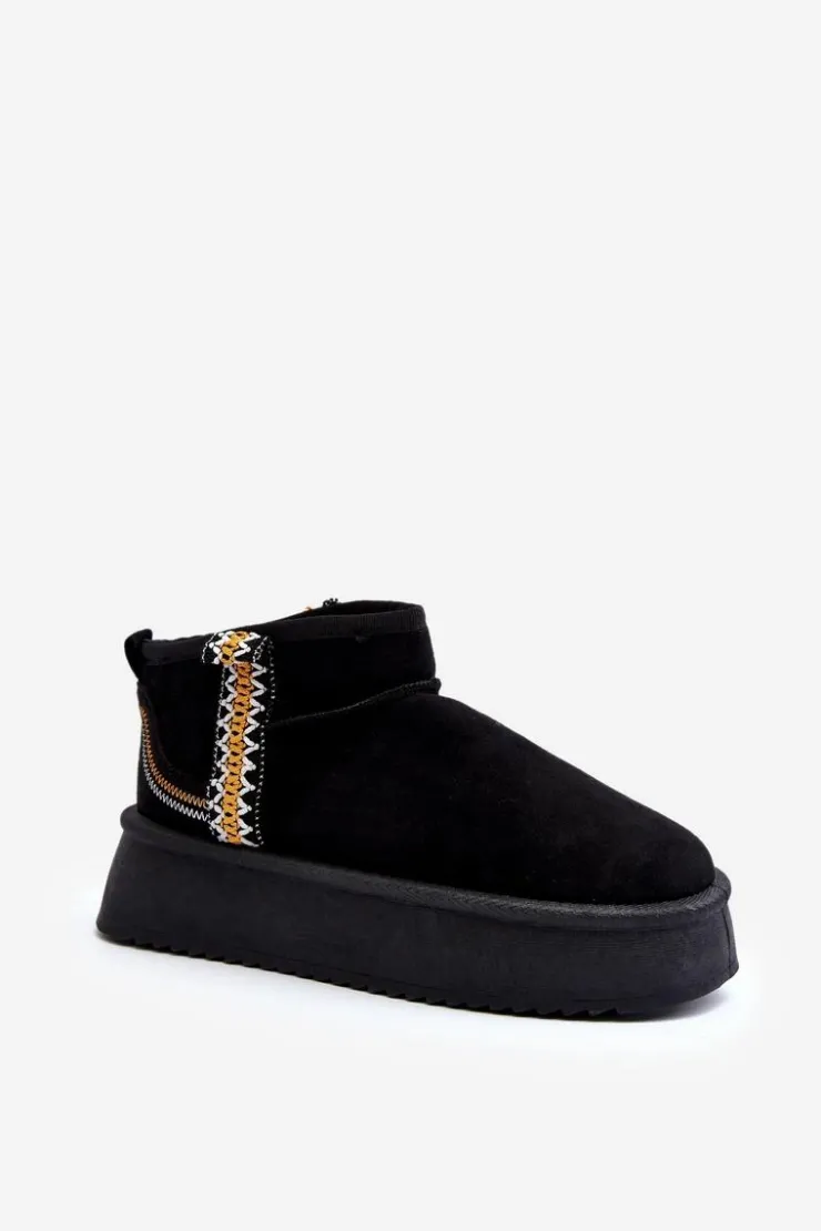 Damskie Boto Śniegowce Na Platformie Ze Wzorem Czarne Udra