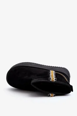 Damskie Boto Śniegowce Na Platformie Ze Wzorem Czarne Udra