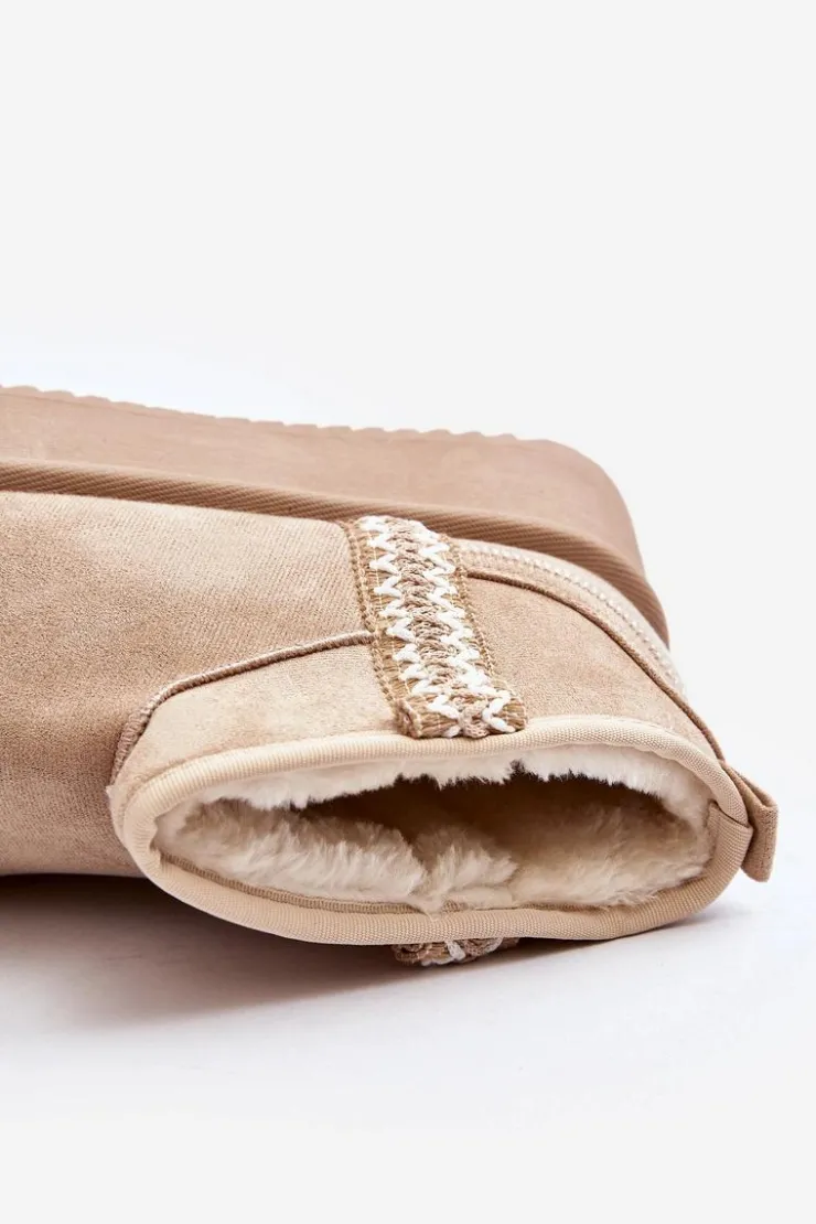 Boto Śniegowce Damskie*Śniegowce Na Platformie Ze Wzorem Beżowe Udra