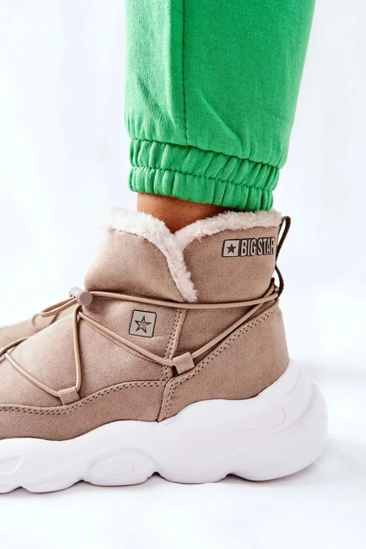 Damskie Big Star Shoes Śniegowce Ocieplane Big Star II274263 Beżowe