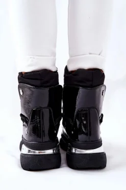 Boto Śniegowce Damskie*Śniegowce Ocieplane Futerkiem Czarne Holys