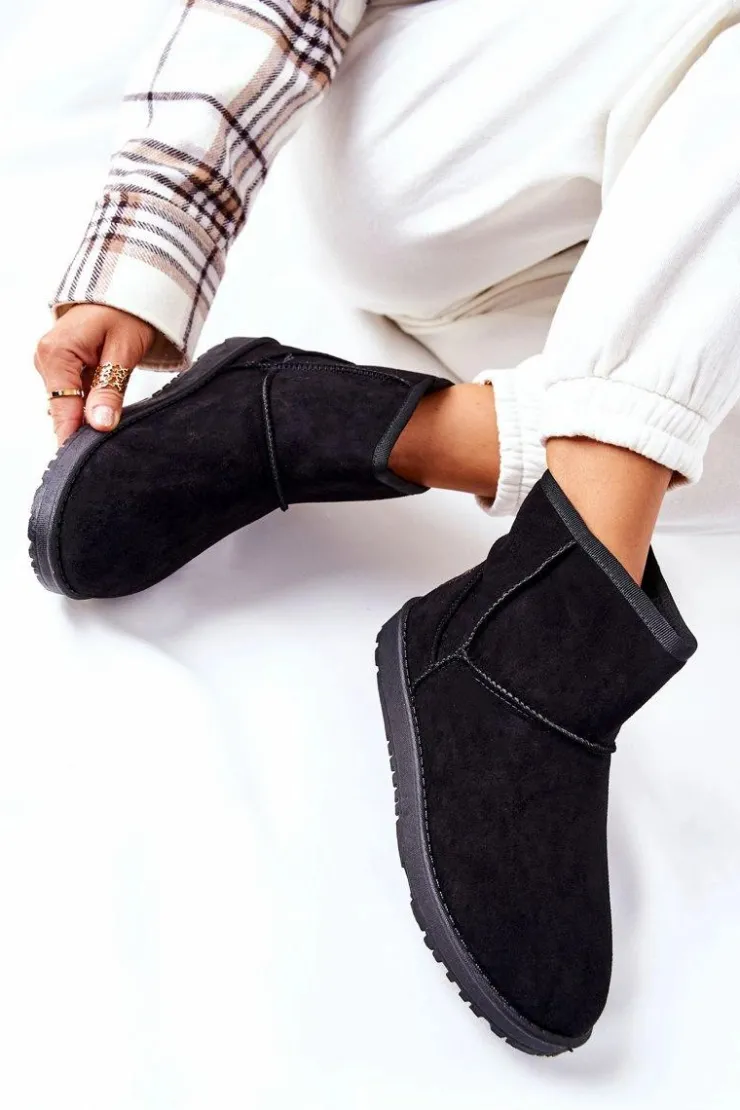 Hot Evento Śniegowce Ocieplane Futerkiem Czarne Vicandi Czarny