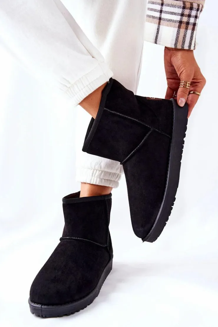 Hot Evento Śniegowce Ocieplane Futerkiem Czarne Vicandi Czarny