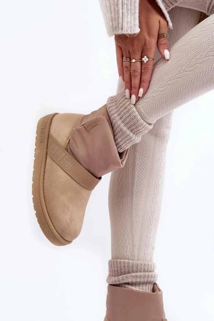 Sale Big Star Shoes Śniegowce Ocieplane Na Platformie Beżowe Big Star MM274152 Beżowy