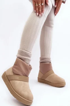 Sale Big Star Shoes Śniegowce Ocieplane Na Platformie Beżowe Big Star MM274152 Beżowy